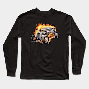 Classic Hotrod with Flames Long Sleeve T-Shirt